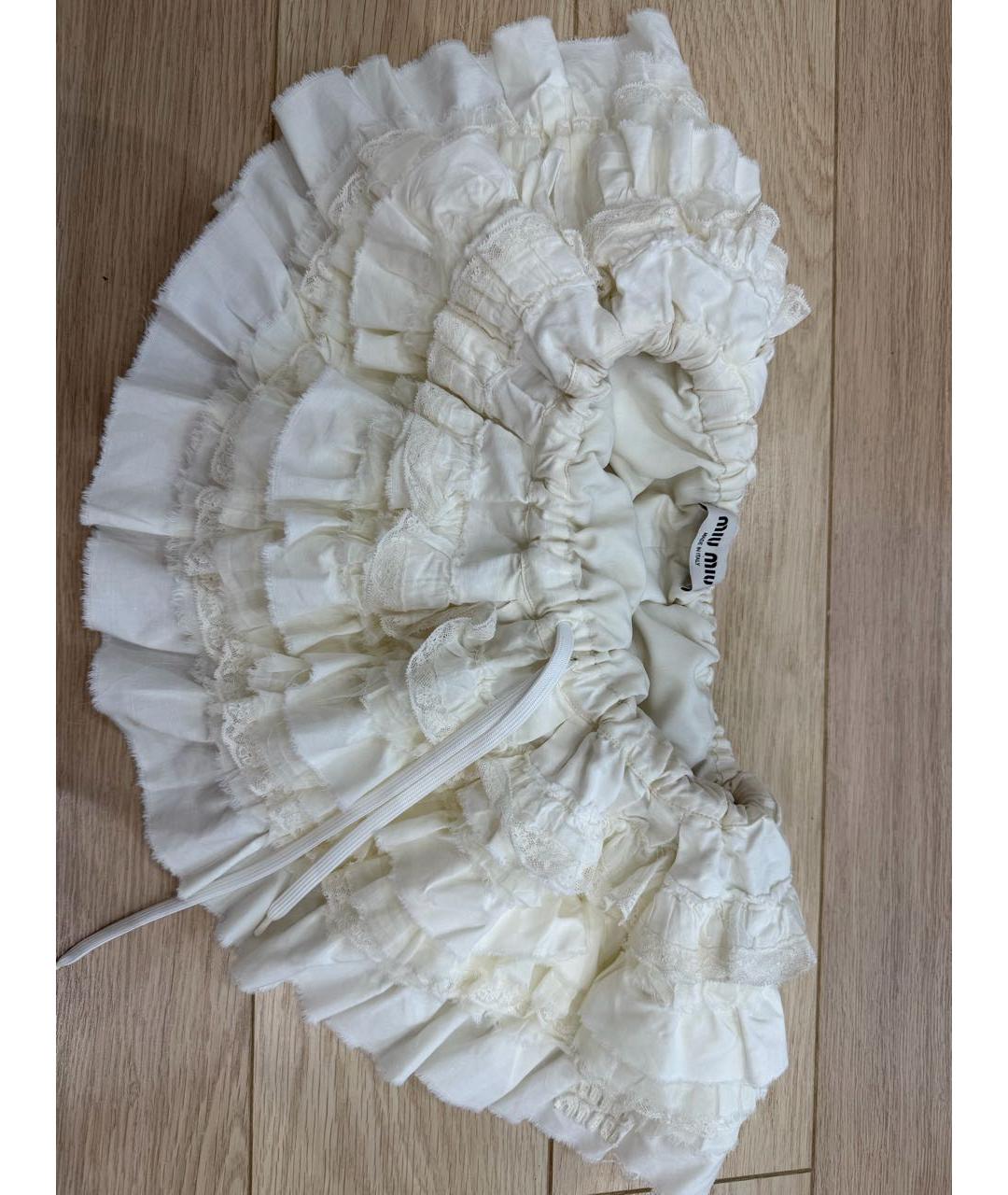 MIU MIU Бежевая хлопковая юбка мини, фото 3