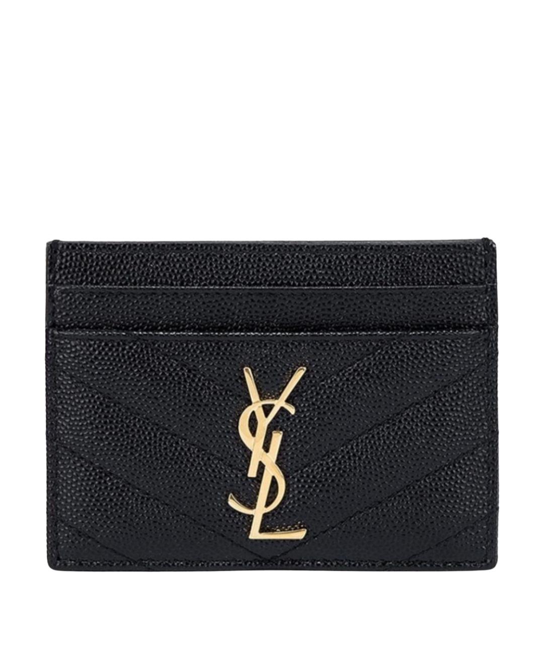 SAINT LAURENT Черный кожаный кардхолдер, фото 1