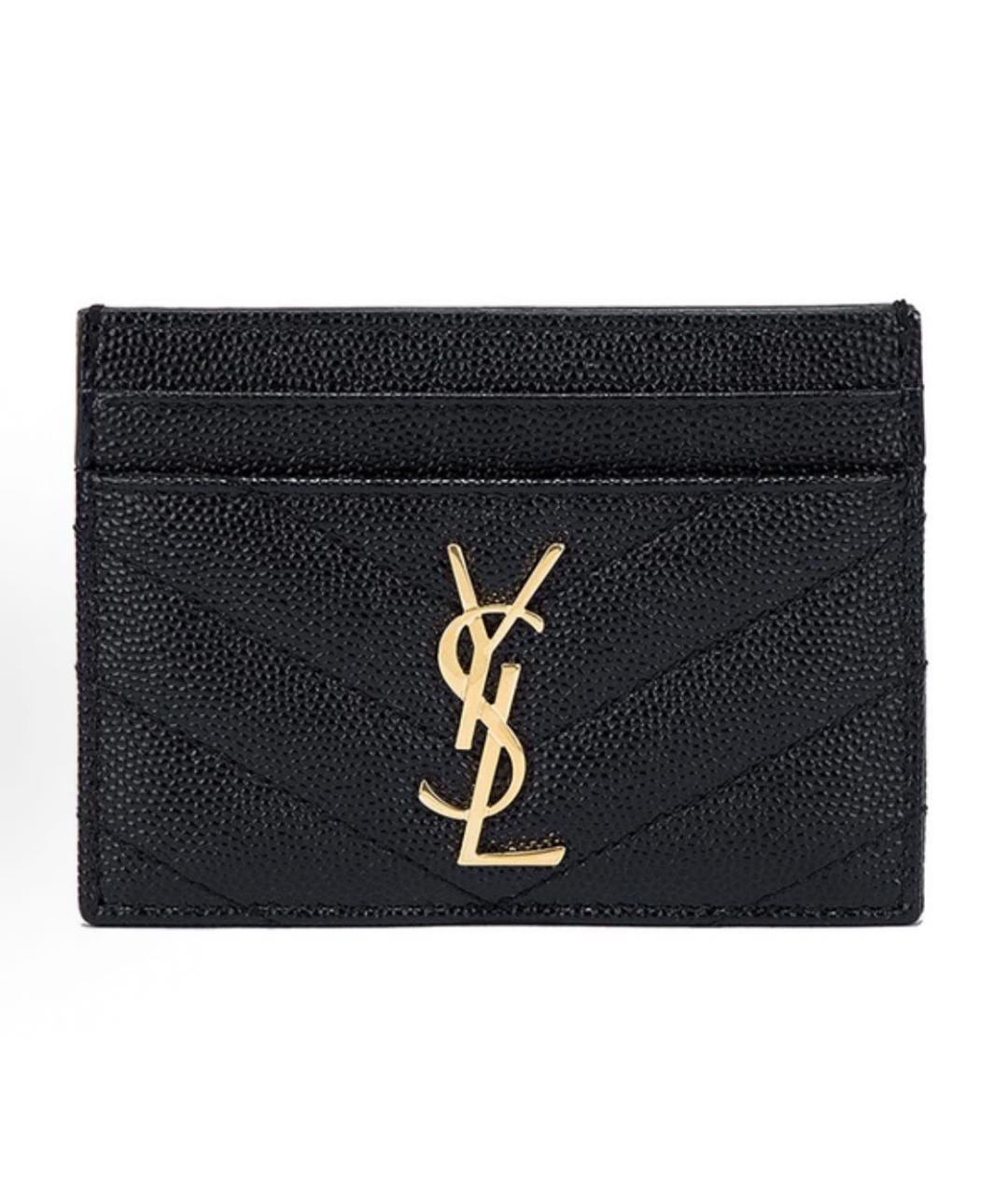 SAINT LAURENT Черный кожаный кардхолдер, фото 8