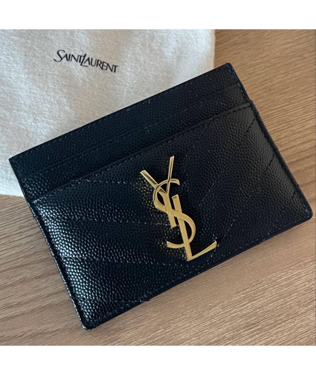 SAINT LAURENT Черный кожаный кардхолдер, фото 6