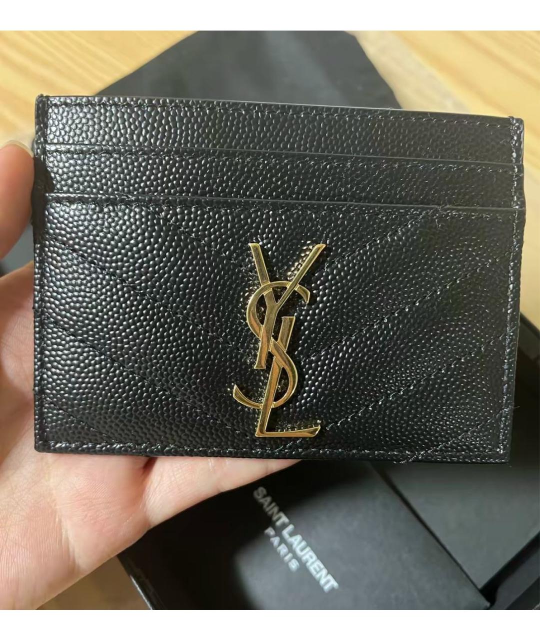 SAINT LAURENT Черный кожаный кардхолдер, фото 7