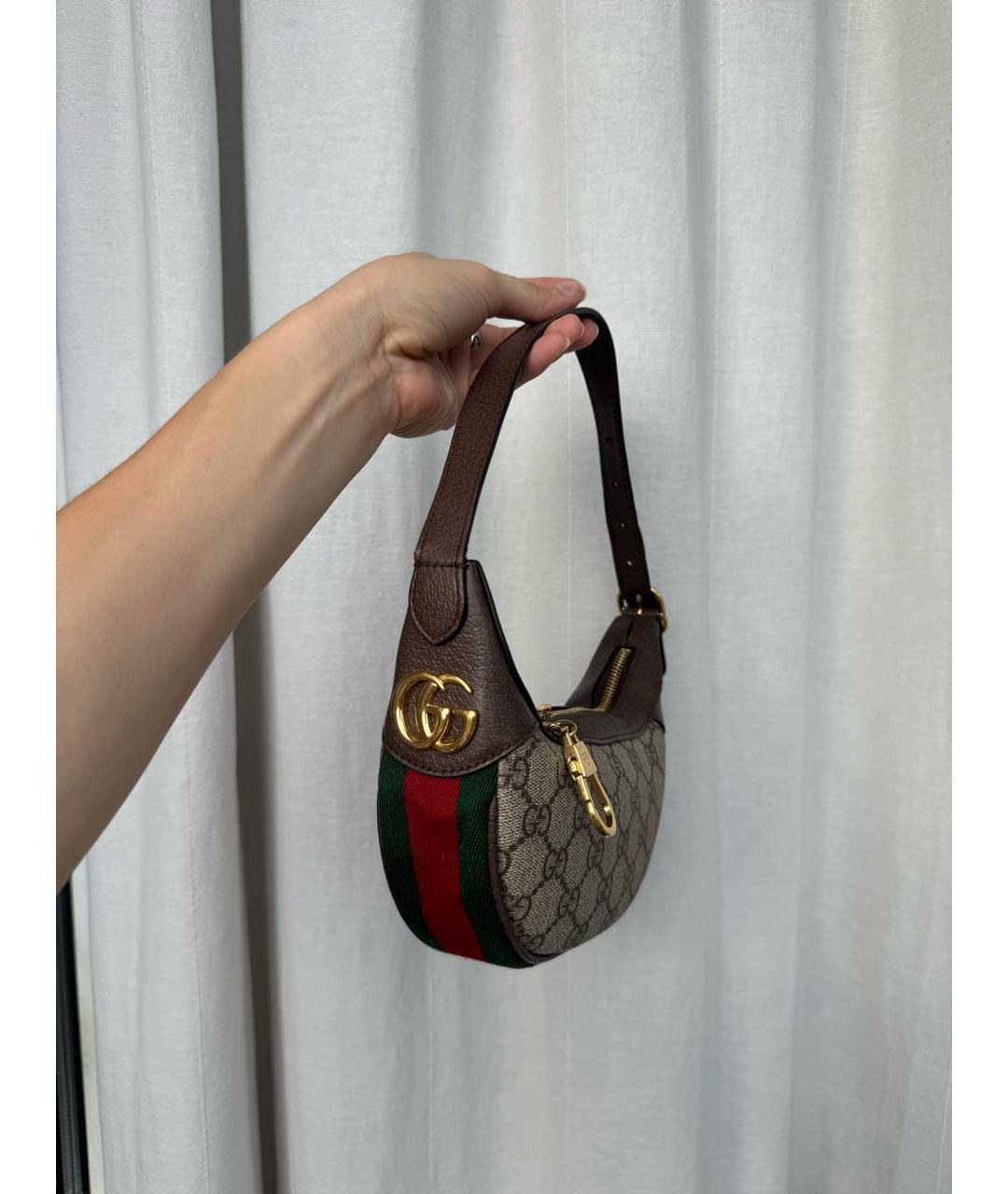 GUCCI Коричневая кожаная сумка с короткими ручками, фото 2