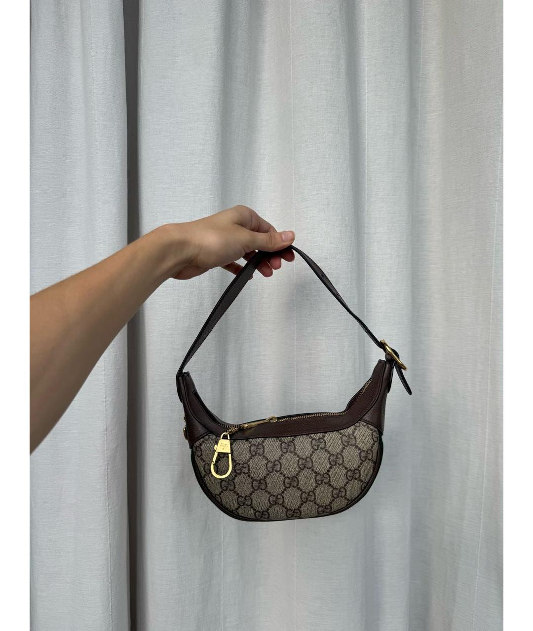 GUCCI Коричневая кожаная сумка с короткими ручками, фото 9