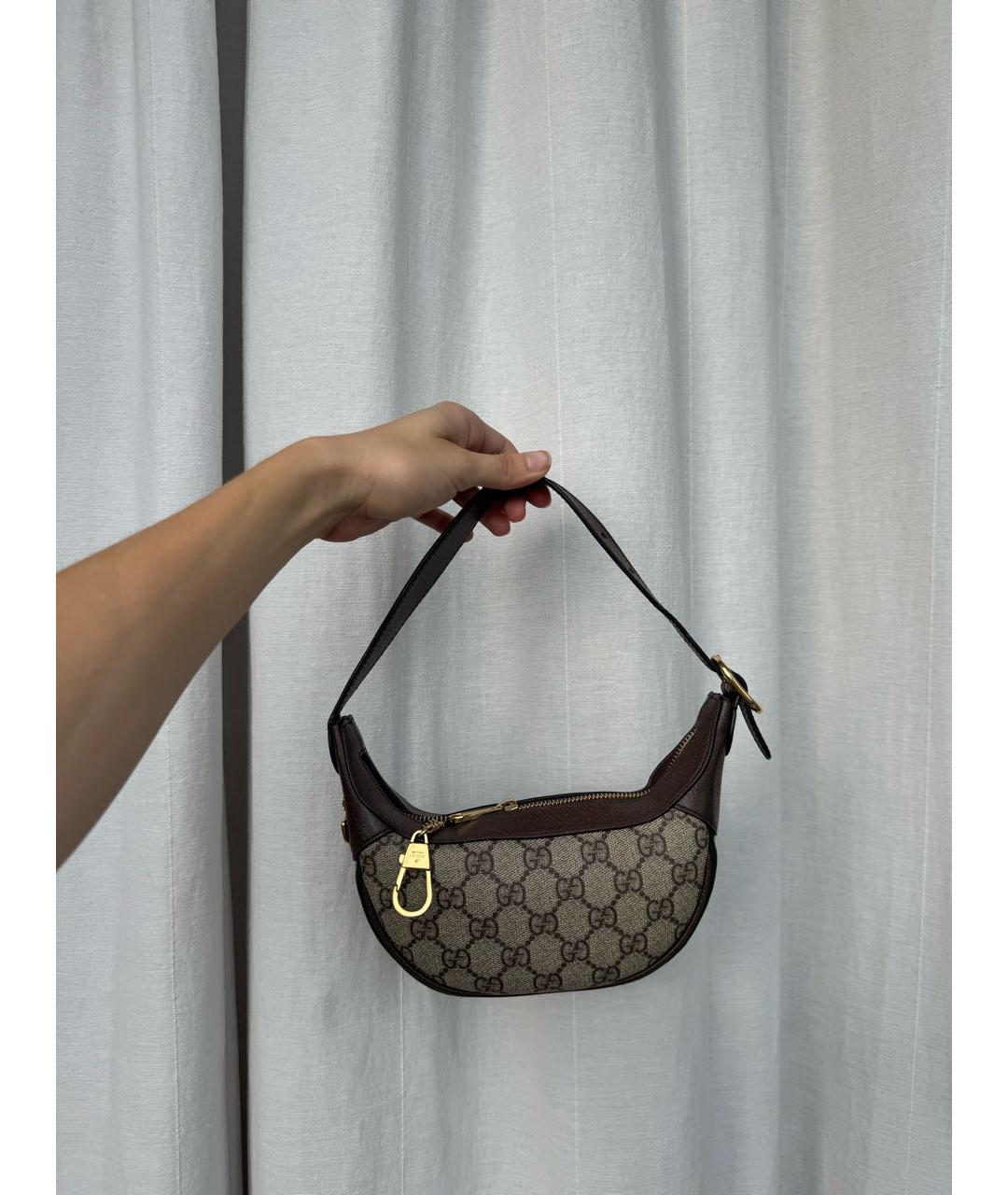 GUCCI Коричневая кожаная сумка с короткими ручками, фото 3