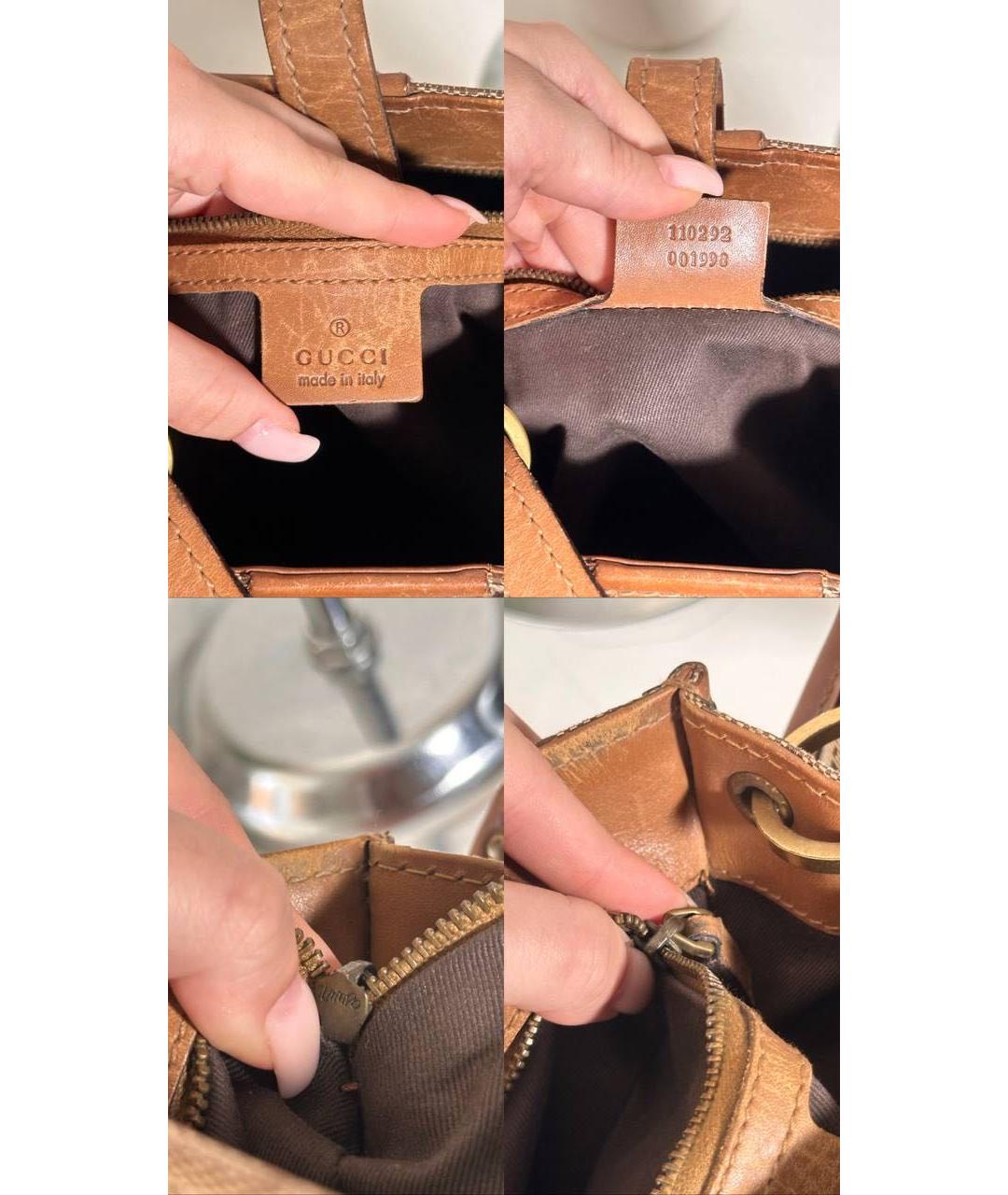 GUCCI Коричневая кожаная сумка через плечо, фото 4