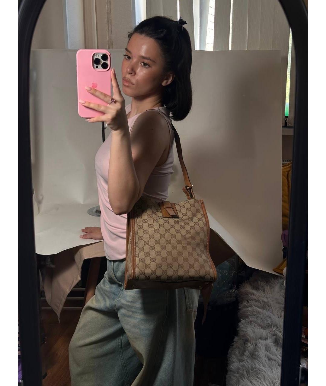 GUCCI Коричневая кожаная сумка через плечо, фото 3