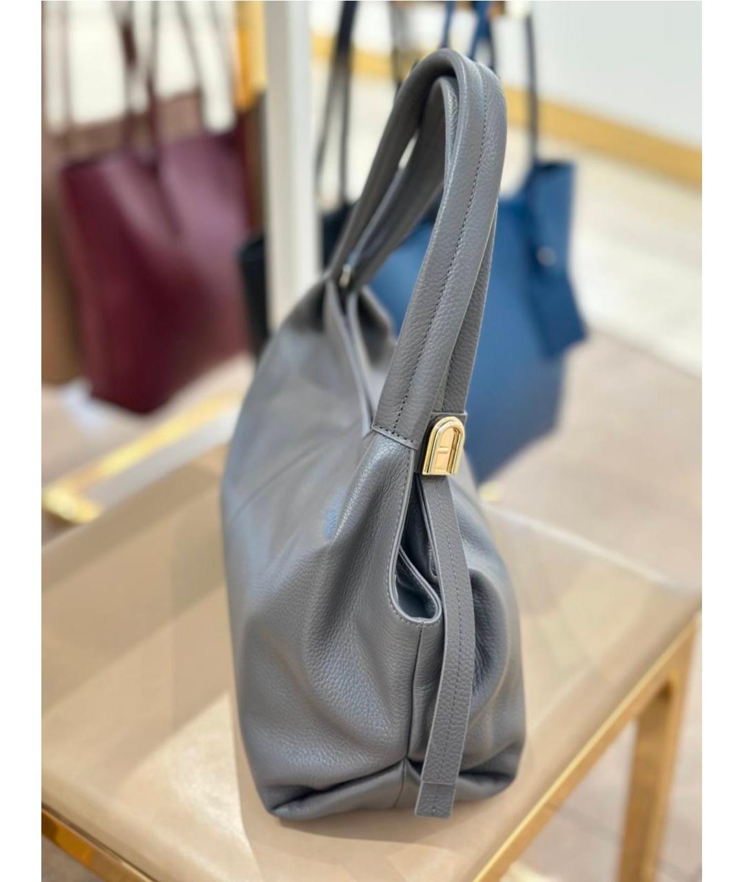 FURLA Серая кожаная сумка тоут, фото 5