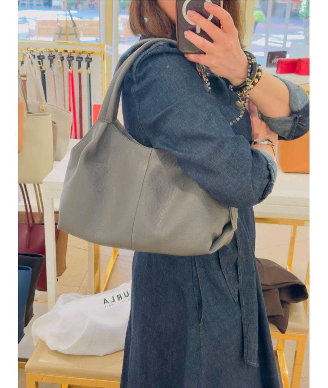 FURLA Серая кожаная сумка тоут, фото 7