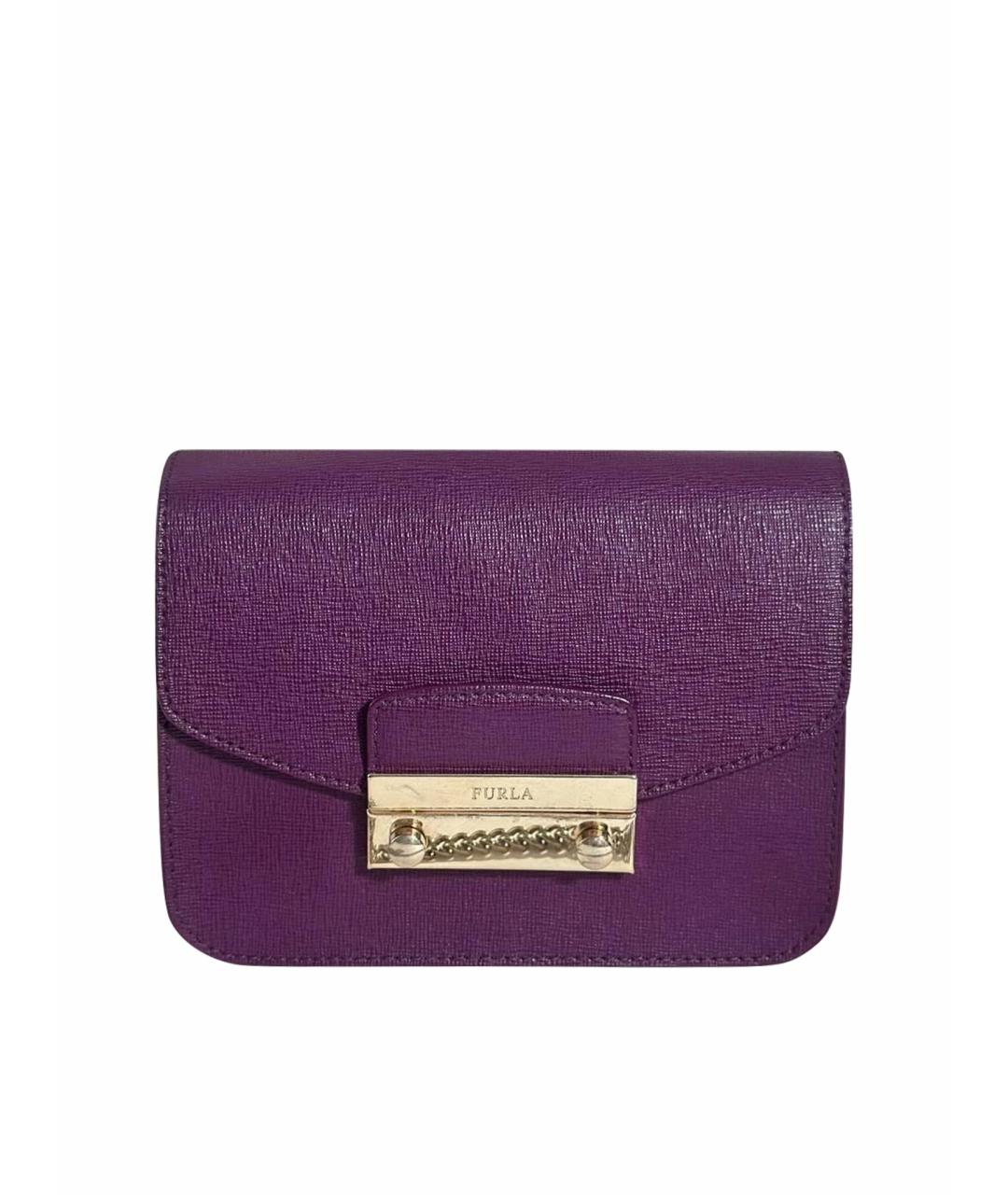 FURLA Фиолетовая кожаная сумка через плечо, фото 1