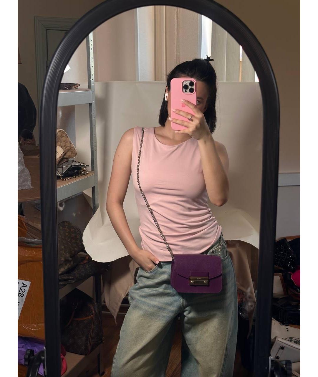 FURLA Фиолетовая кожаная сумка через плечо, фото 3
