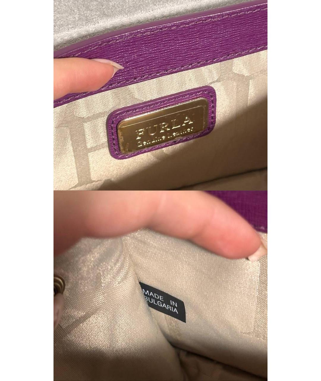 FURLA Фиолетовая кожаная сумка через плечо, фото 4