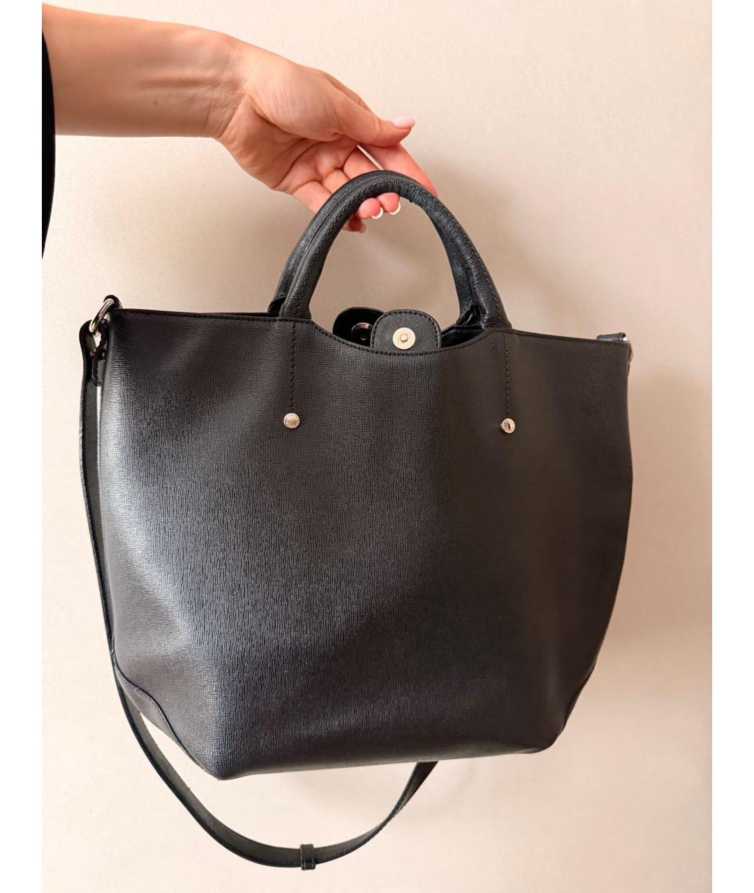 FURLA Черная кожаная сумка тоут, фото 3