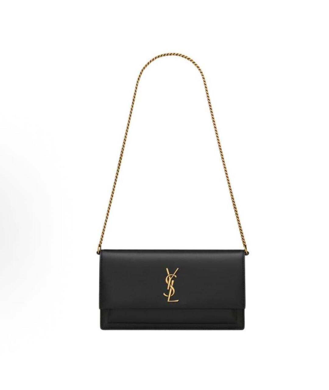SAINT LAURENT Черная кожаная сумка через плечо, фото 8