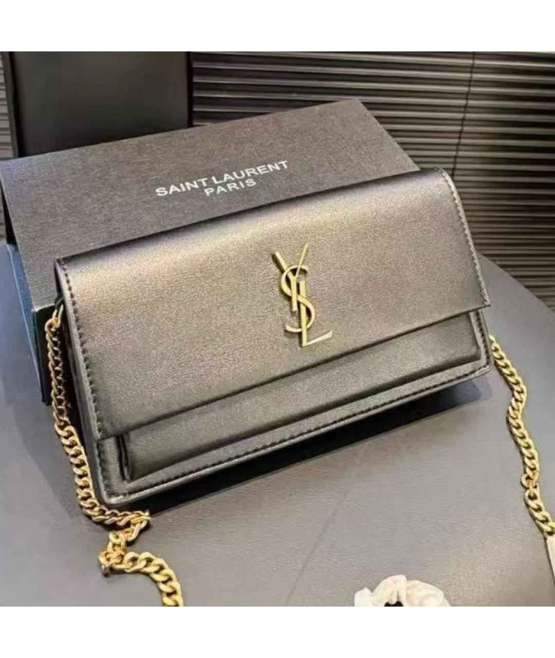 SAINT LAURENT Черная кожаная сумка через плечо, фото 7