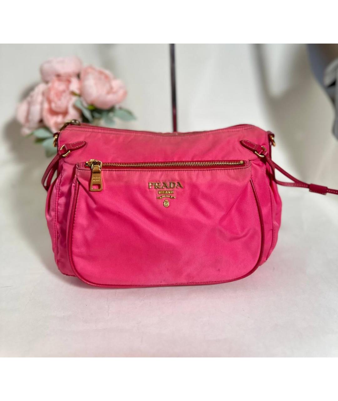 PRADA Розовая тканевая сумка через плечо, фото 7