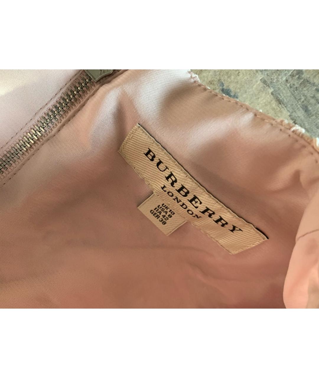 BURBERRY Розовое хлопко-эластановое вечернее платье, фото 3