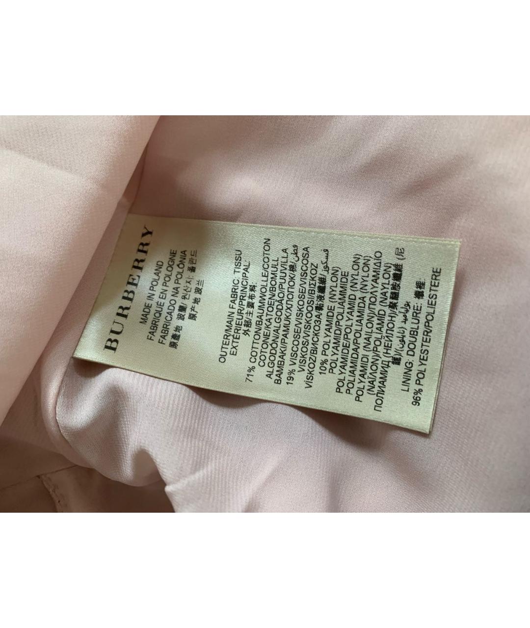 BURBERRY Розовое хлопко-эластановое вечернее платье, фото 5