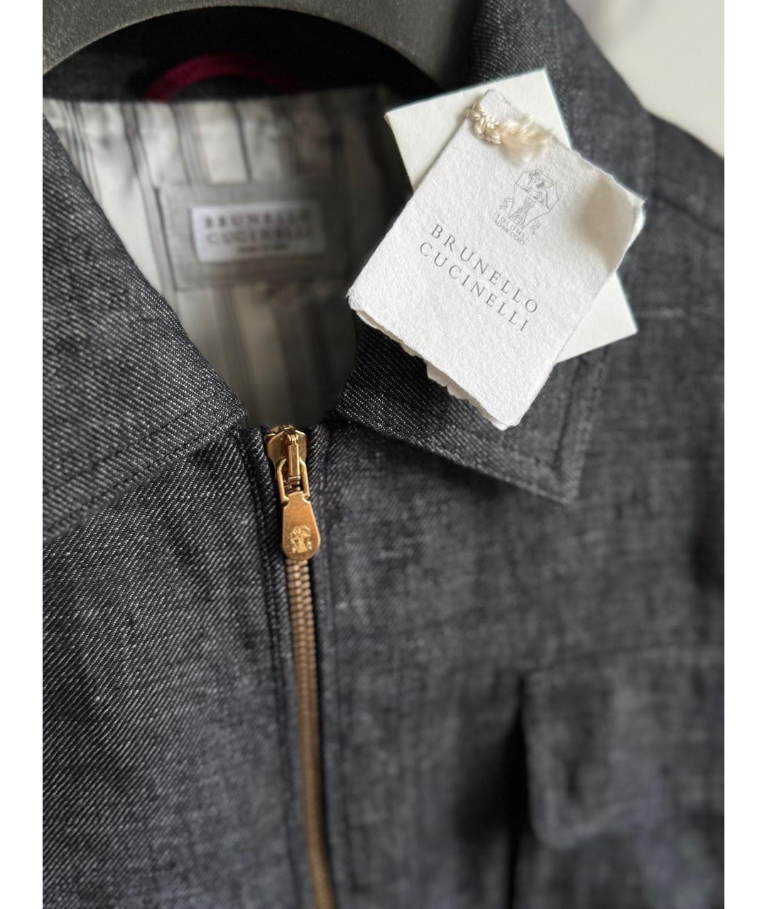 BRUNELLO CUCINELLI Темно-синяя льняная куртка, фото 3