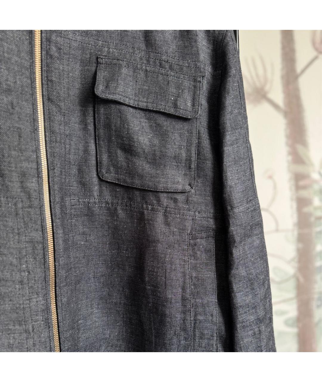 BRUNELLO CUCINELLI Темно-синяя льняная куртка, фото 4