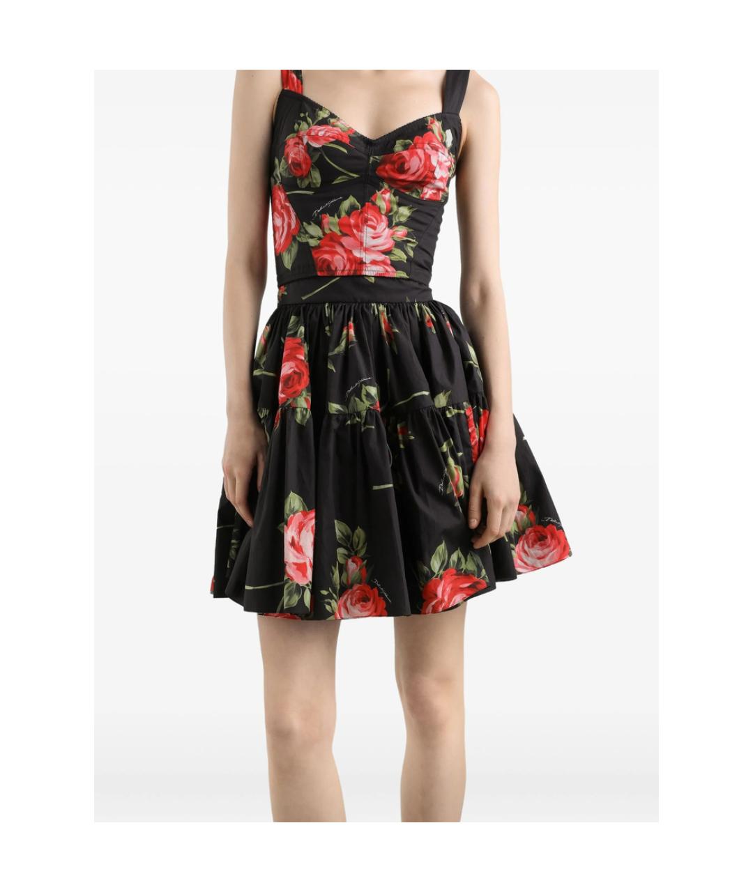 DOLCE&GABBANA Черная хлопковая юбка мини, фото 4