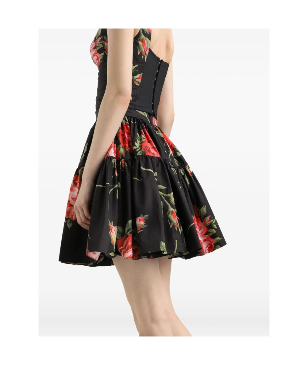 DOLCE&GABBANA Черная хлопковая юбка мини, фото 5