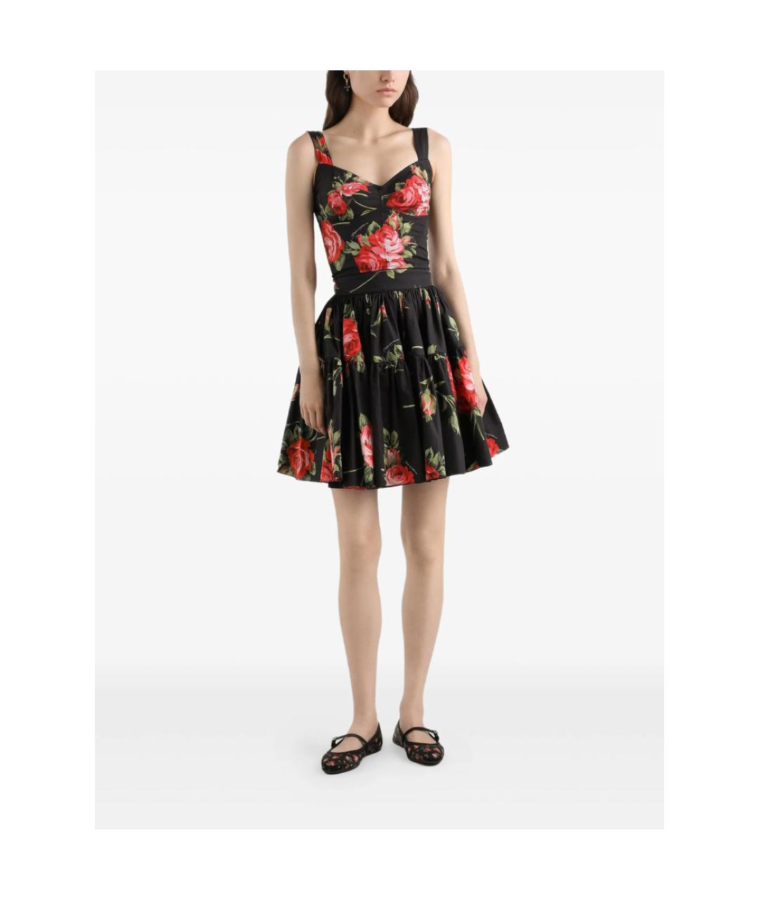 DOLCE&GABBANA Черная хлопковая юбка мини, фото 2