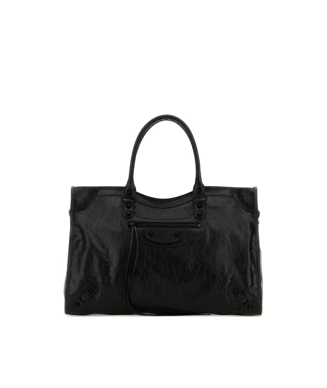 BALENCIAGA Черная кожаная сумка тоут, фото 1