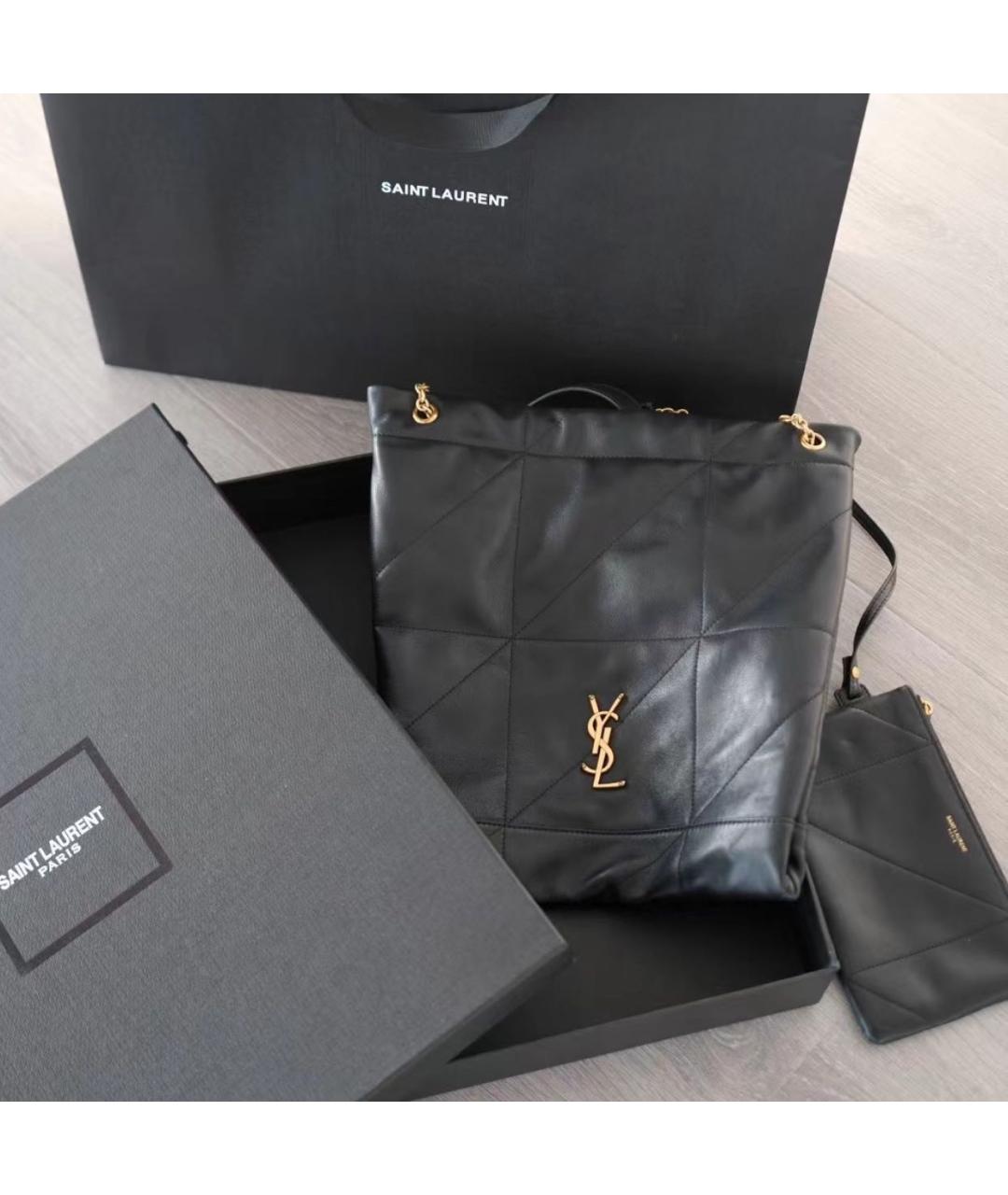 SAINT LAURENT Черная кожаная сумка тоут, фото 8