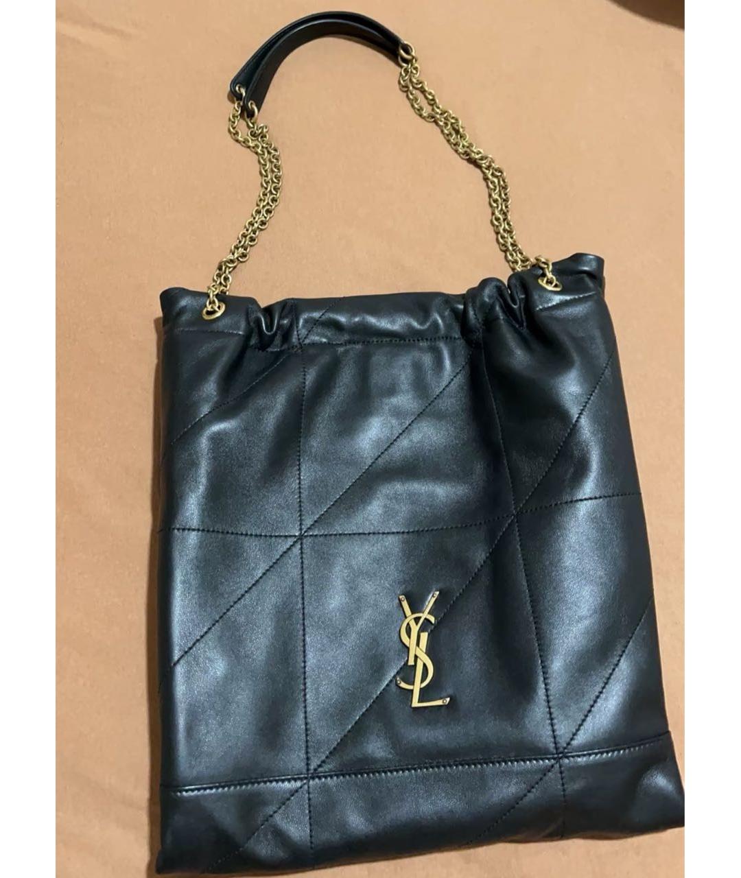 SAINT LAURENT Черная кожаная сумка тоут, фото 5