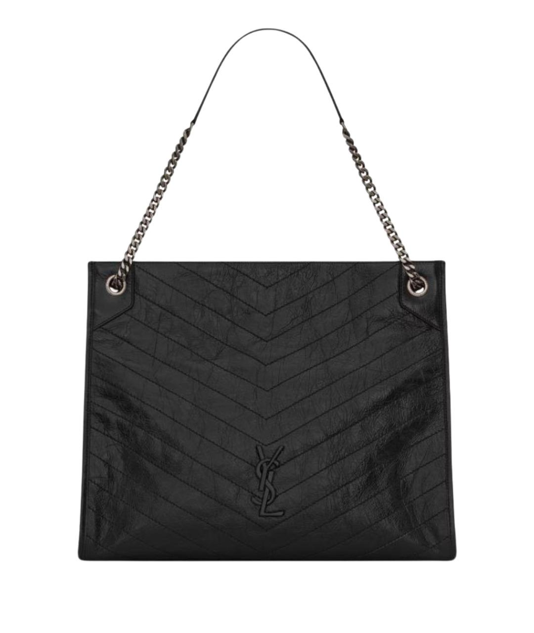 SAINT LAURENT Черная сумка тоут из лакированной кожи, фото 1