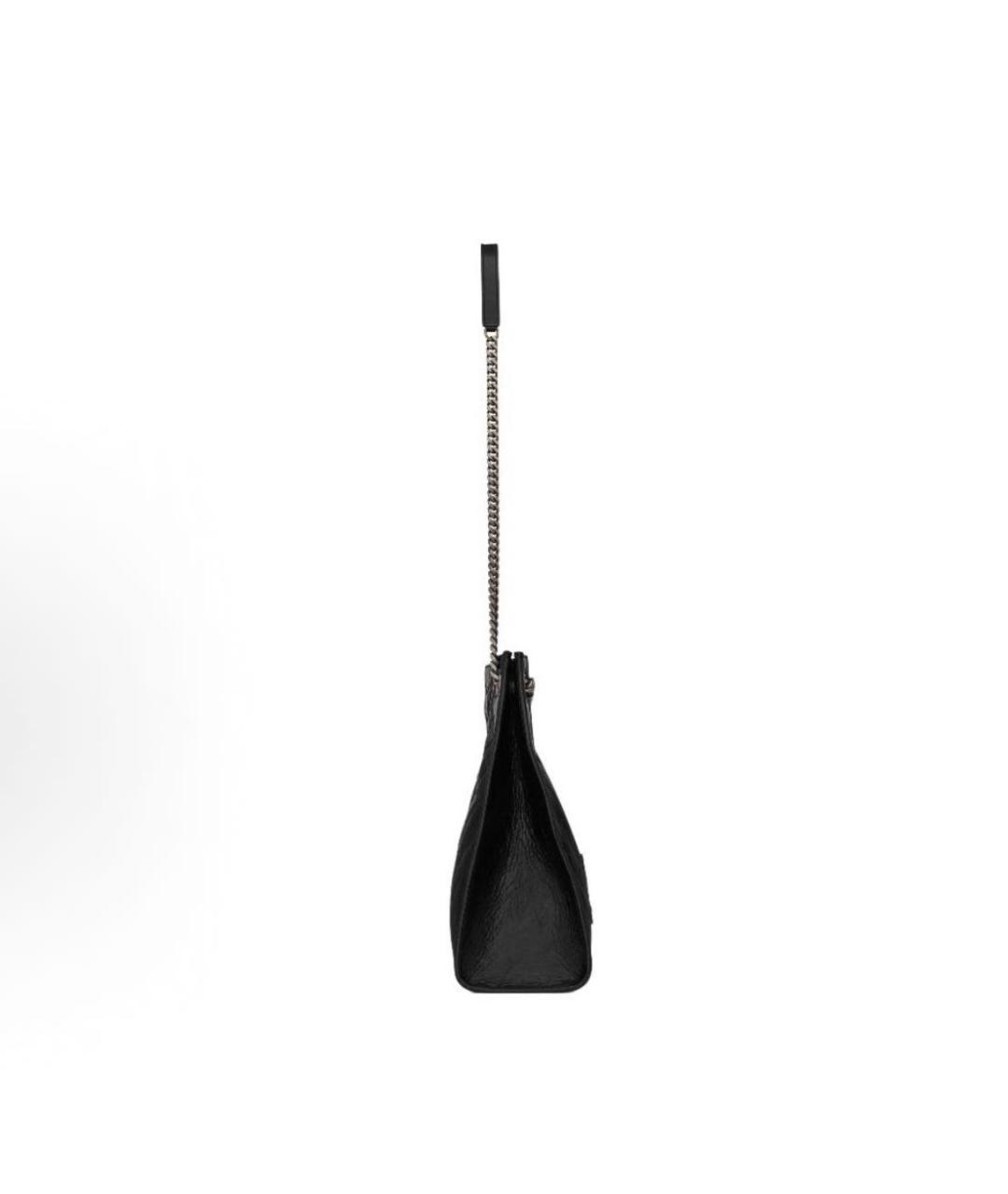 SAINT LAURENT Черная сумка тоут из лакированной кожи, фото 3