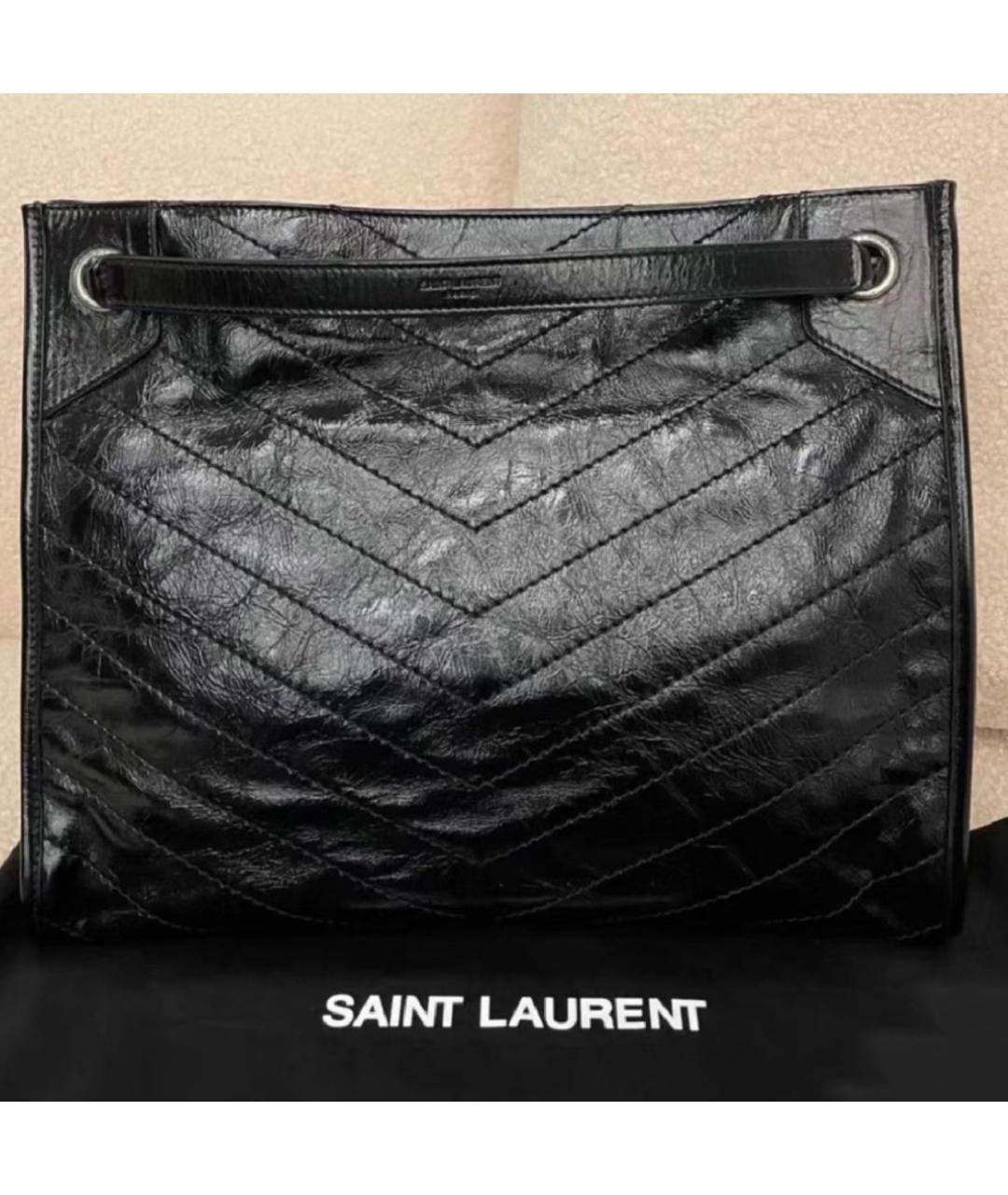 SAINT LAURENT Черная сумка тоут из лакированной кожи, фото 6