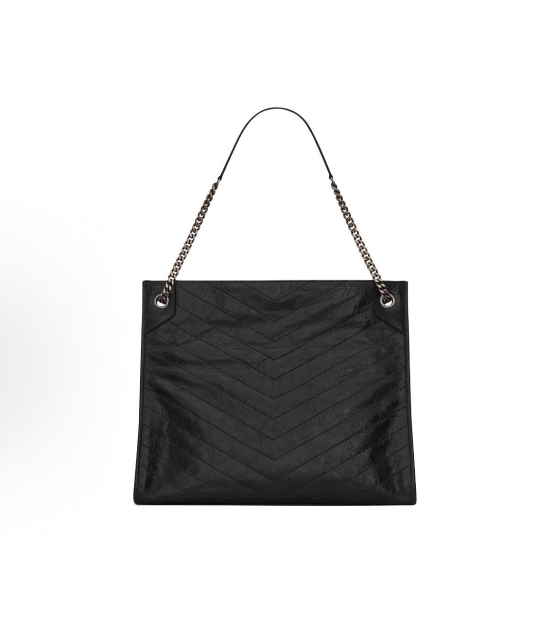 SAINT LAURENT Черная сумка тоут из лакированной кожи, фото 2
