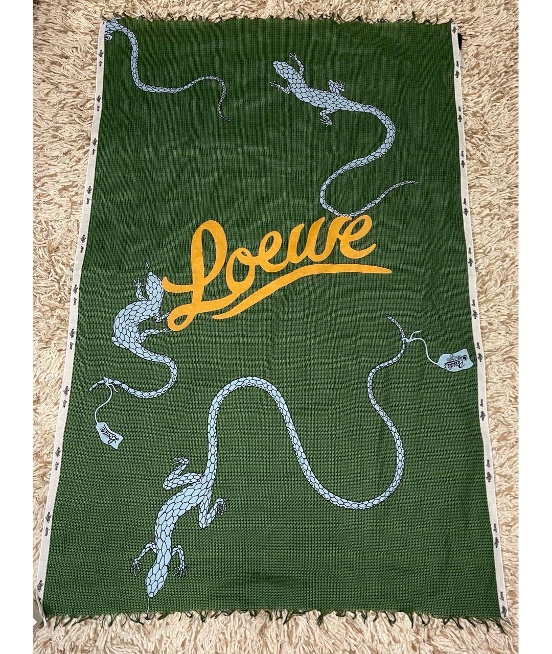 LOEWE Зеленый хлопковый шарф, фото 7