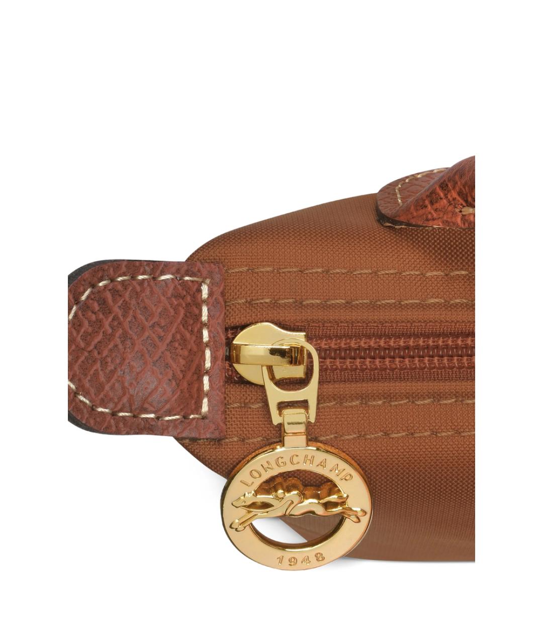 LONGCHAMP Коричневая синтетическая сумка с короткими ручками, фото 4