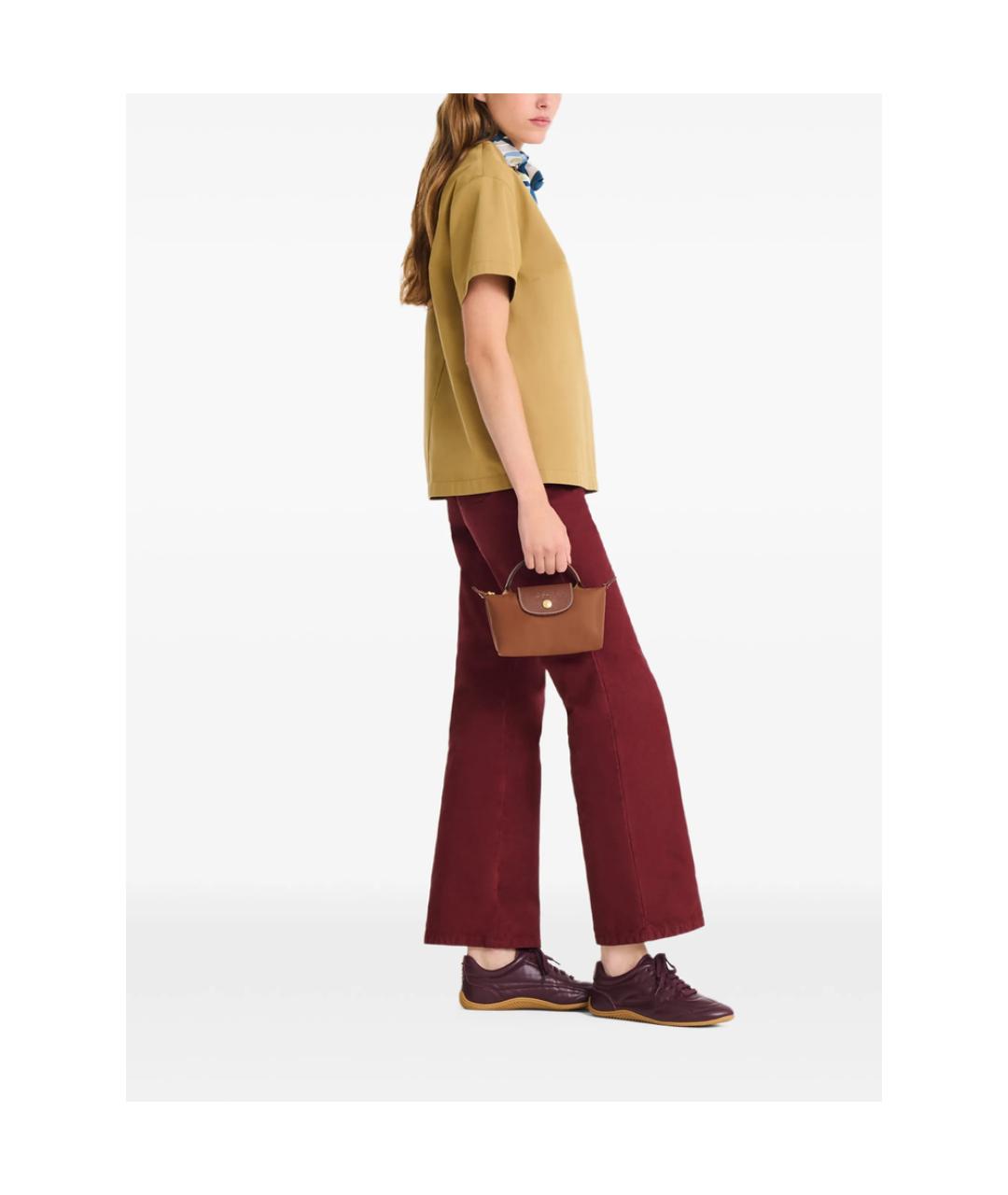 LONGCHAMP Коричневая синтетическая сумка с короткими ручками, фото 5