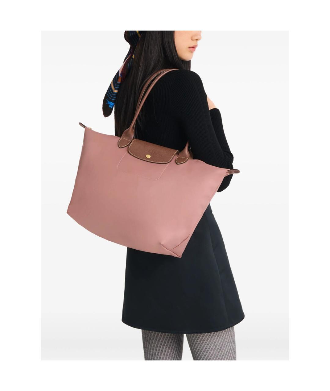 LONGCHAMP Розовая тканевая сумка тоут, фото 2