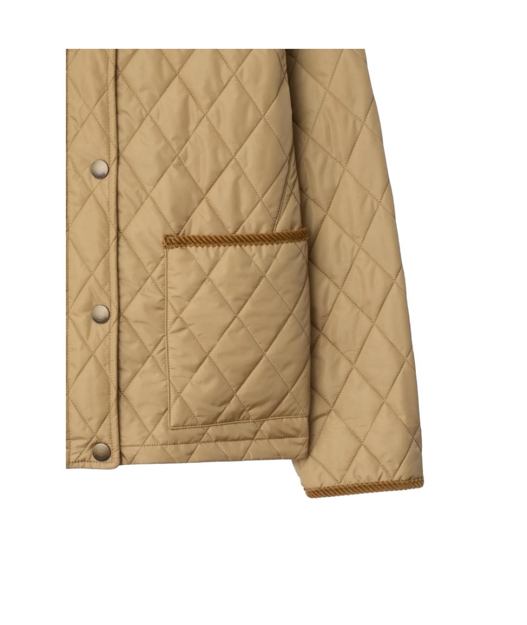 BURBERRY Бежевая полиэстеровая куртка, фото 2
