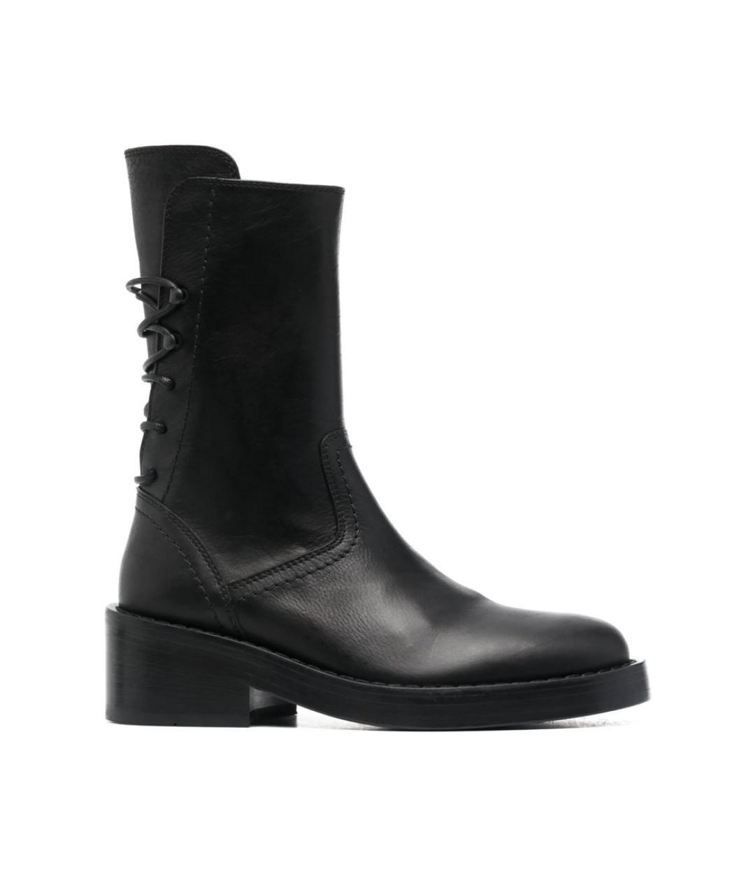 ANN DEMEULEMEESTER Черные кожаные ботинки, фото 1
