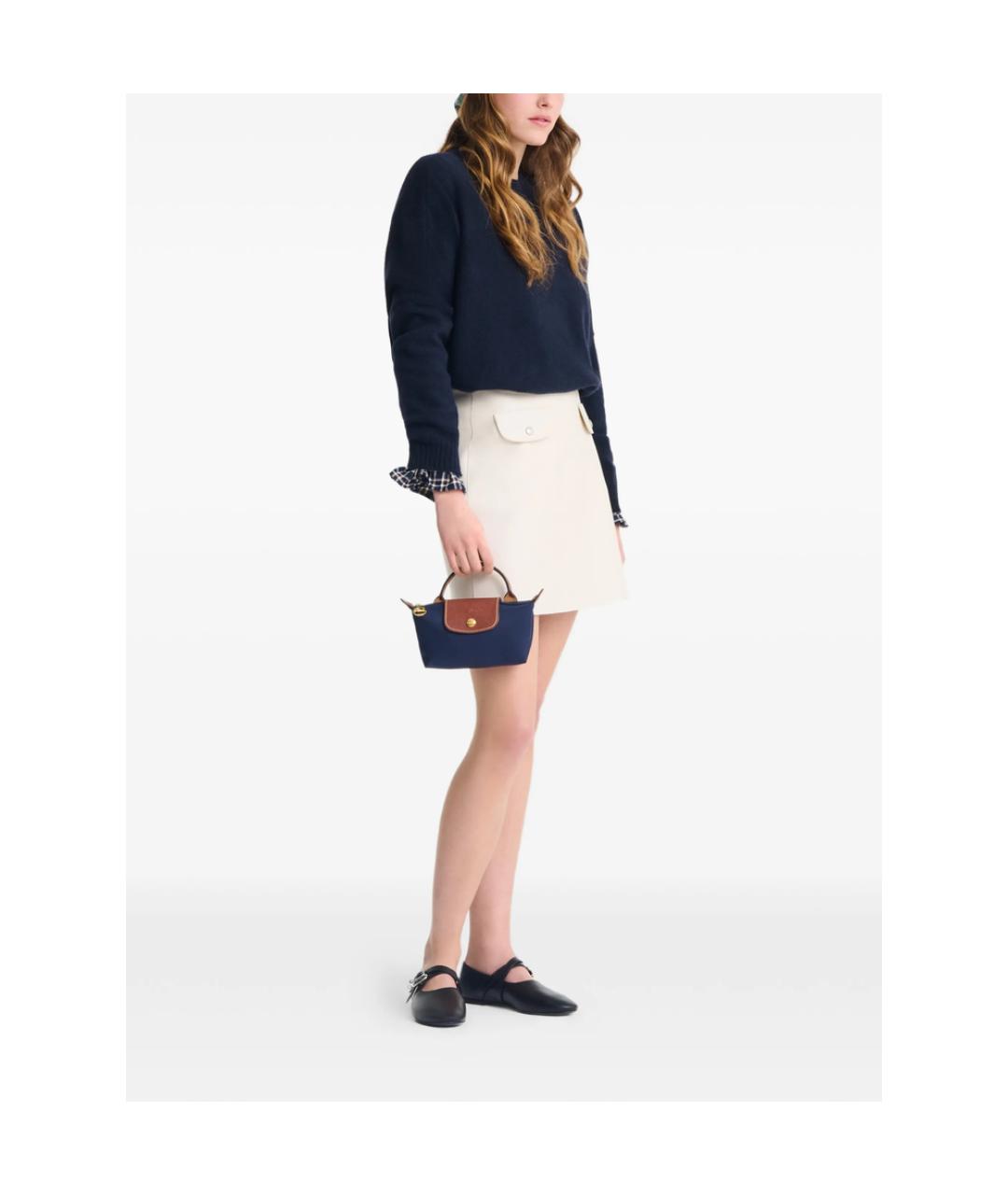 LONGCHAMP Синяя синтетическая сумка с короткими ручками, фото 4