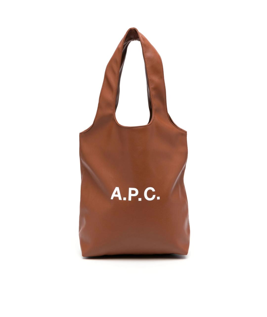 A.P.C. Коричневая синтетическая сумка тоут, фото 1