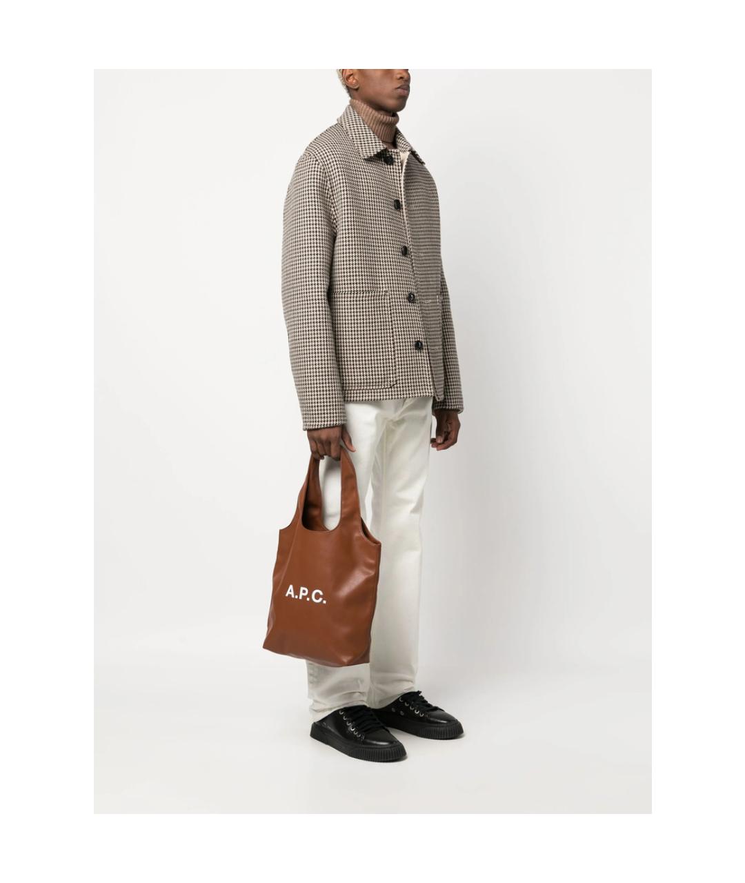 A.P.C. Коричневая синтетическая сумка тоут, фото 3