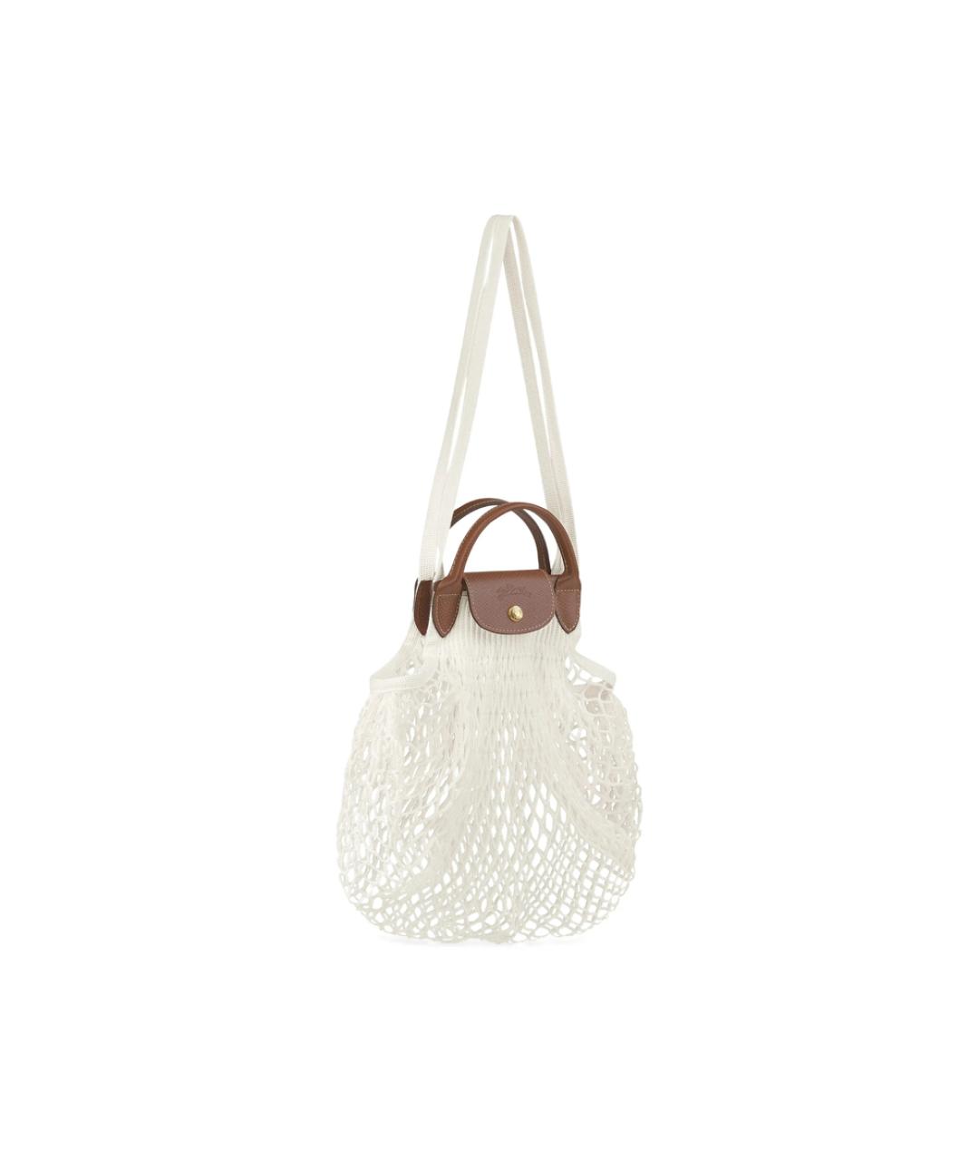LONGCHAMP Бежевая хлопковая сумка с короткими ручками, фото 5