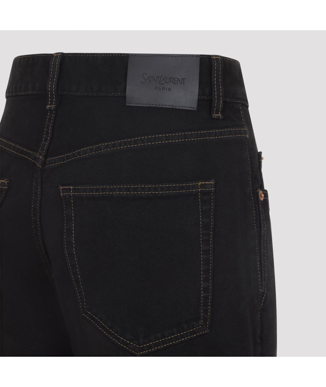 SAINT LAURENT Черные хлопковые прямые джинсы, фото 4