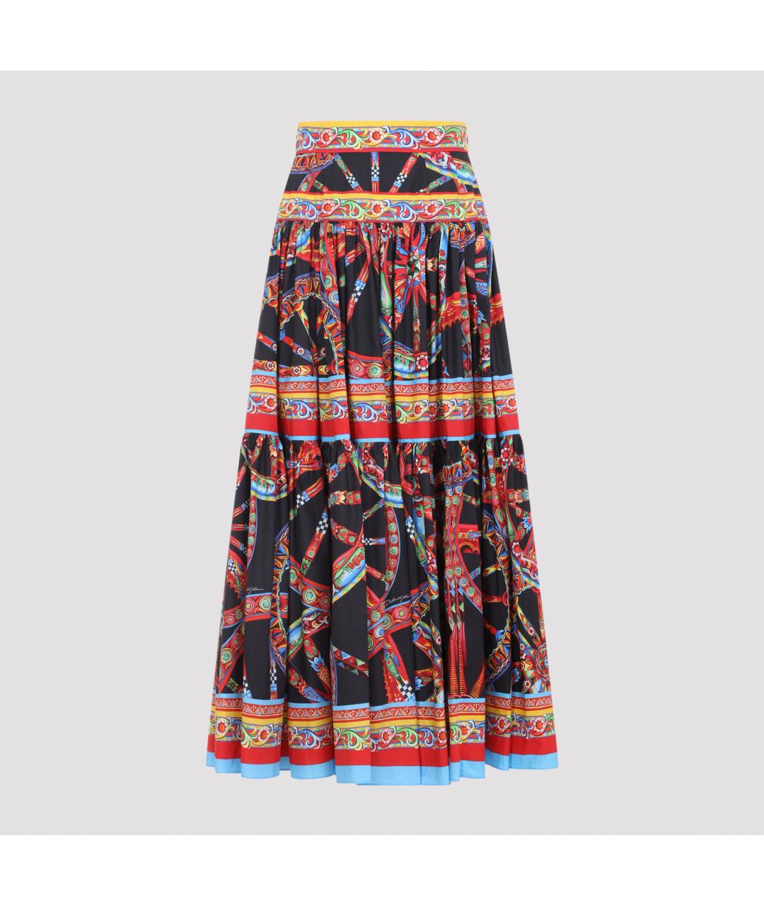 DOLCE&GABBANA Мульти хлопковая юбка макси, фото 2