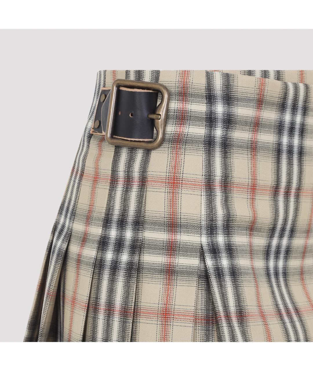 BURBERRY Бежевая шерстяная юбка мини, фото 4