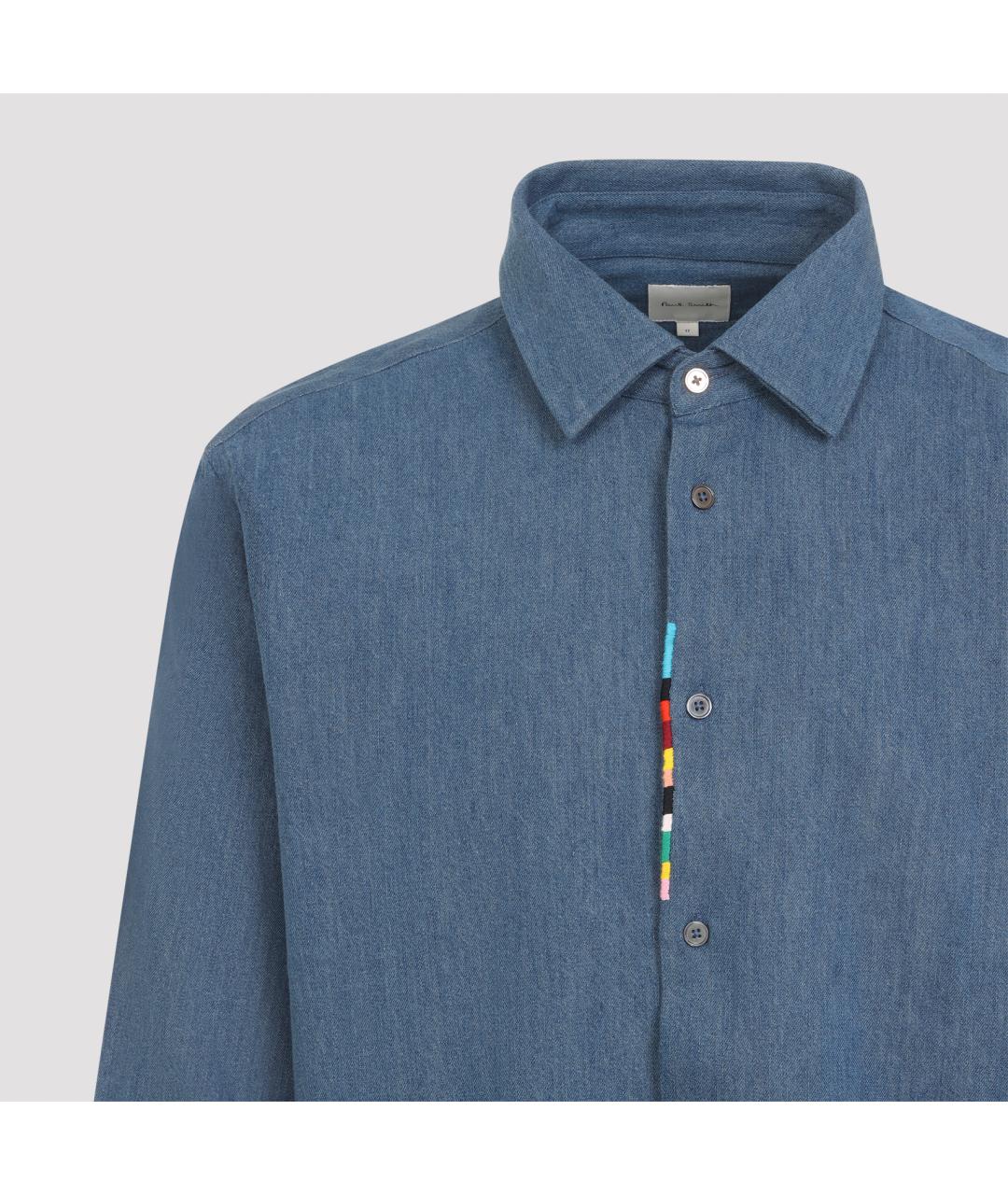 PAUL SMITH Синяя хлопковая кэжуал рубашка, фото 4
