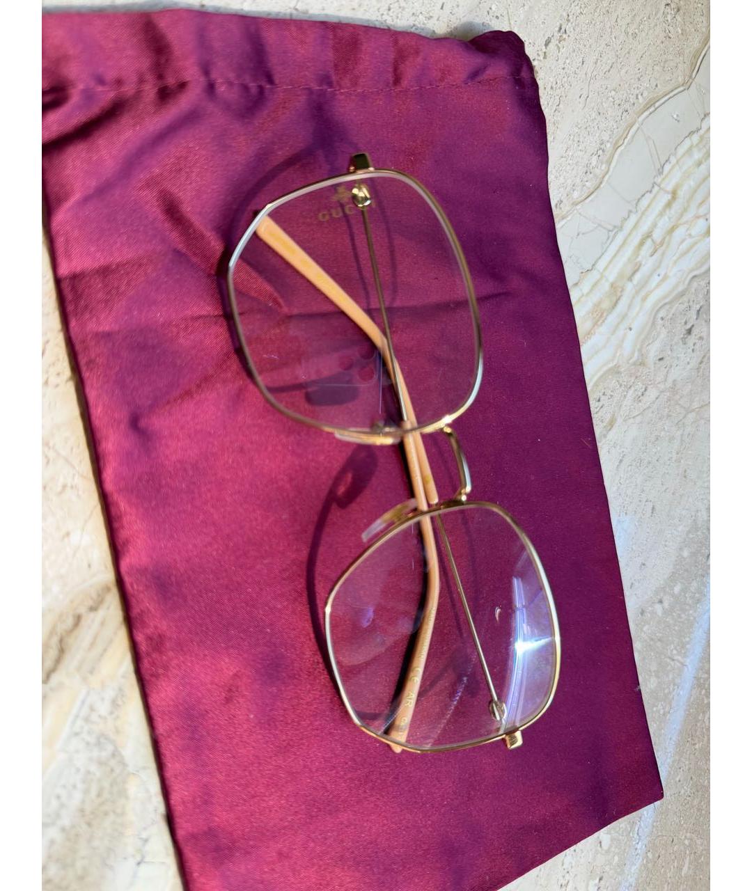 GUCCI Золотые металлические солнцезащитные очки, фото 5