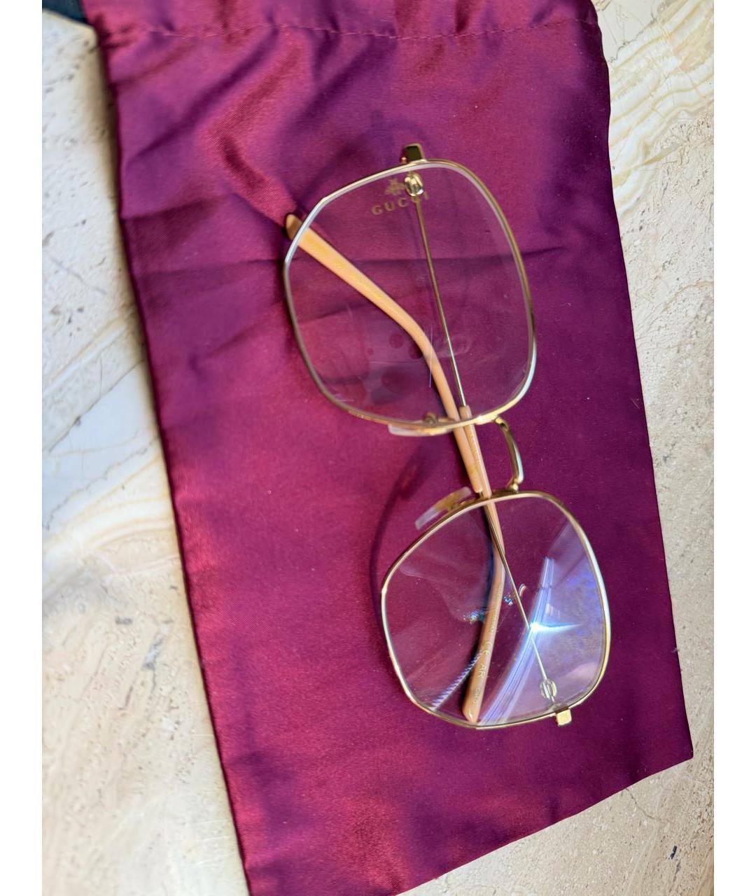 GUCCI Золотые металлические солнцезащитные очки, фото 2