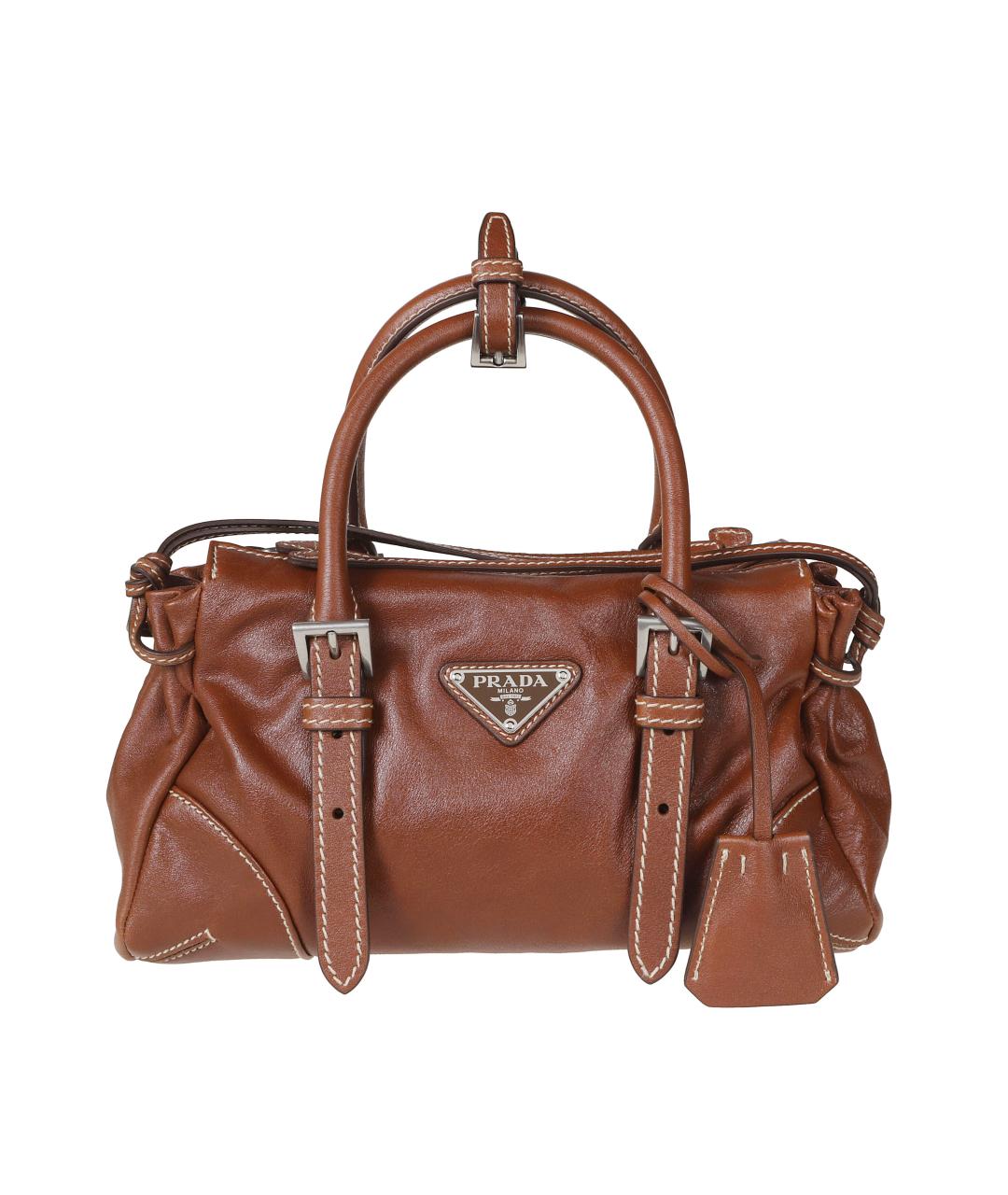 PRADA Коричневая кожаная сумка тоут, фото 1